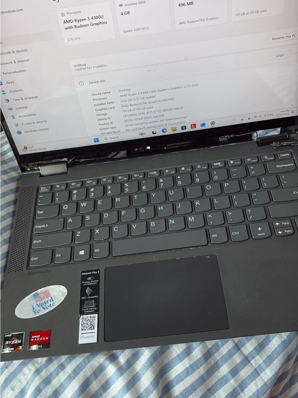 Lenovo Black Laptop with Backlit Keyboard and Touchpad